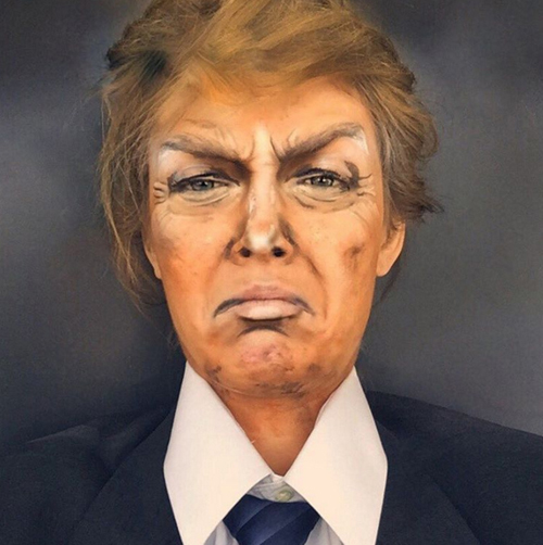 O poder da maquilhagem: Rebecca Swift como Donald Trump