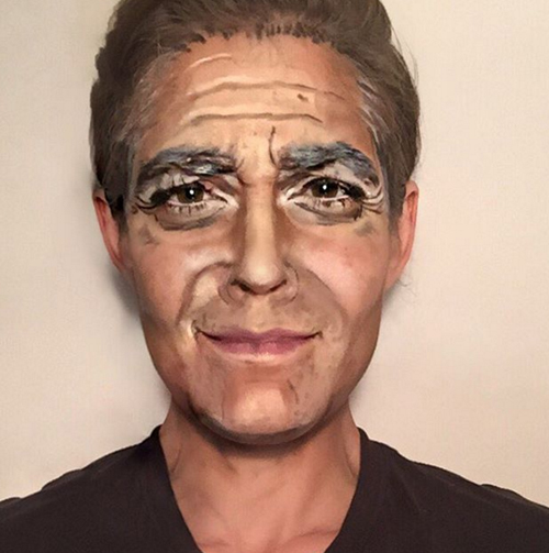 O poder da maquilhagem: Rebecca Swift como George Clooney