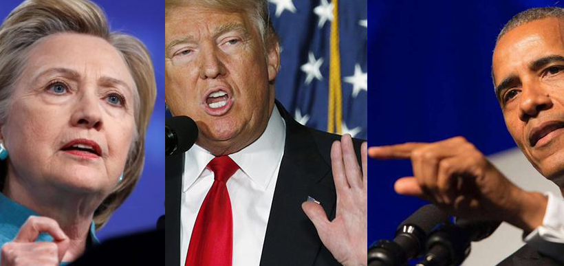 eleições americanas - insulto pessoal - Hillary, Trump e Obama