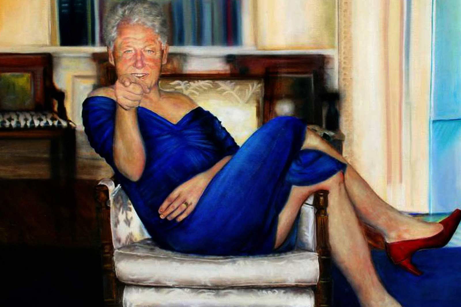 bill clinton portrait blue dress